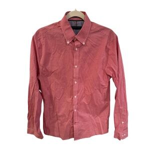 Tommy Hilfiger Mens Red Gingham Slim Fit Non‎ Iron Button Down Shirt 15 32-33